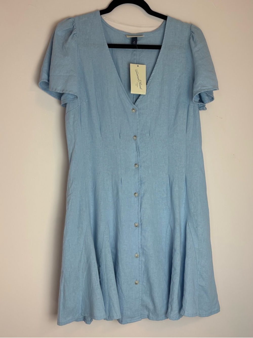 Universal Thread Light Blue V-Neck Button-Front Mini Dress